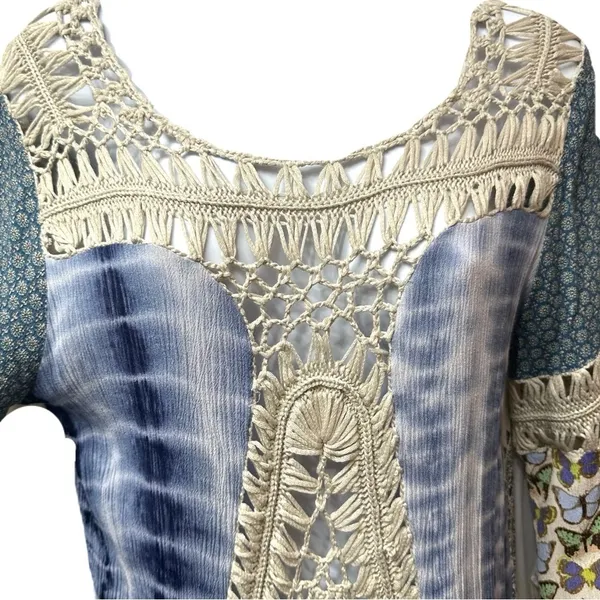 John‎ Mark Boho Crochet Butterfly Blouse Size Medium Top - Image 7