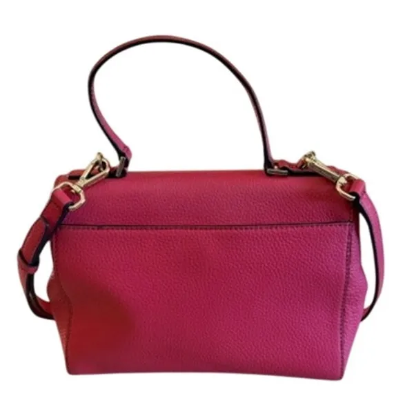 Michael Kors Peach Pink Leather Crossbody Satchel Handbag Gold Hardware - Image 6