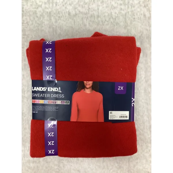 Lands End Womens Plus 2X Red Knit‎ Sweater Dress Crew Neck Relaxed Fit New - Image 3