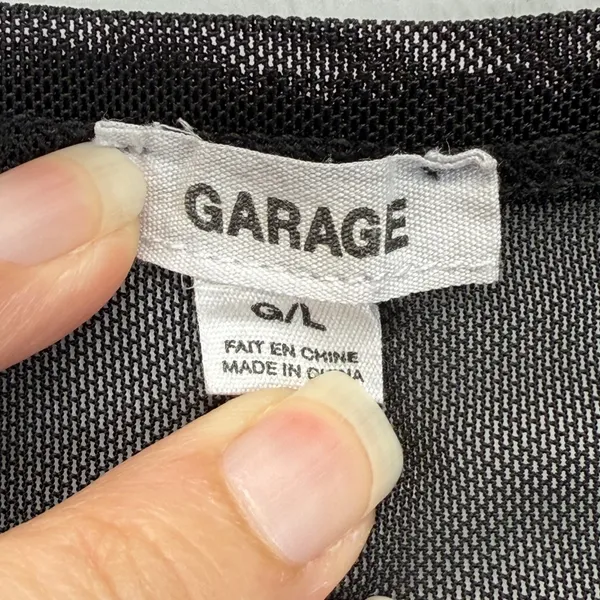 Garage Mesh Top Ruched Long Sleeve See Through‎ Black Blouse Large - Image 4