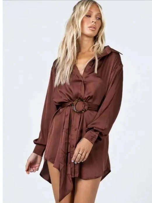 Princess Polly Leighton Mini Dress Brown - Image 2