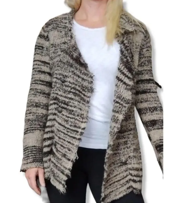 Free People Womens Zebra Yarn Double Breasted‎ blazer Size S - Image 15