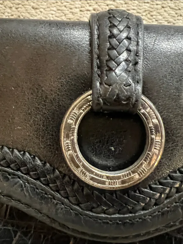 Vintage Y2K Brighton Black Leather Snap Closure Accessory with Silver - Image 5