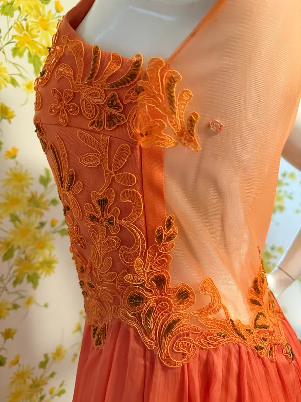 Illusion back prom evening gown size M Orange Size M - Image 7