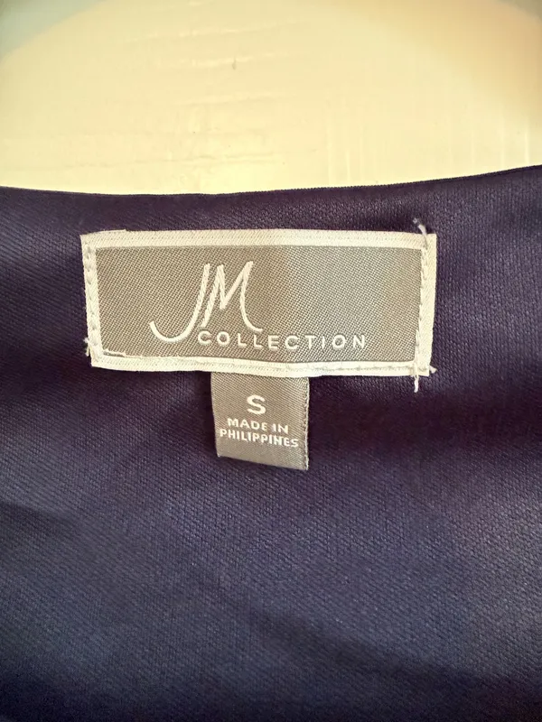 JM Collection Blue and Black Geometric Midi Dress - Image 3