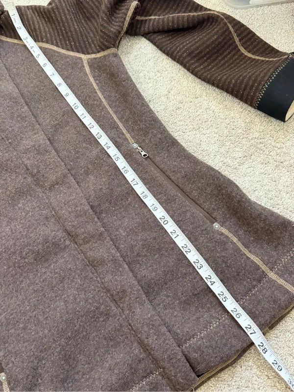 Prana Women’s Bijou Jacket Fleece Lined Wool Blend Hooded Full Zip in Brown L - Image 10