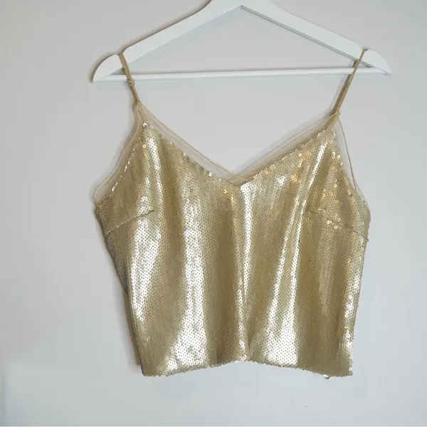 Forever 21 Sequin Crop Top-Gold - Image 2
