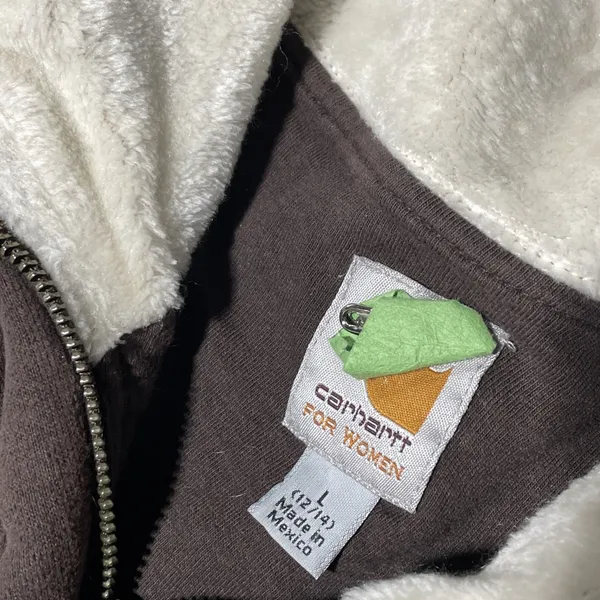 Carhartt Women's WK111 Sherpa Lined Collar Full Zip Jacket Brown SZ Large VTG - Image 4