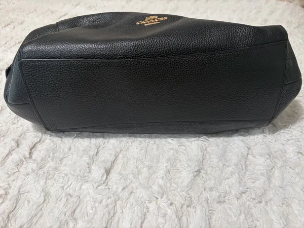 Coach Hallie F80268 Black Pebbled Leather Hobo Bag - Image 6