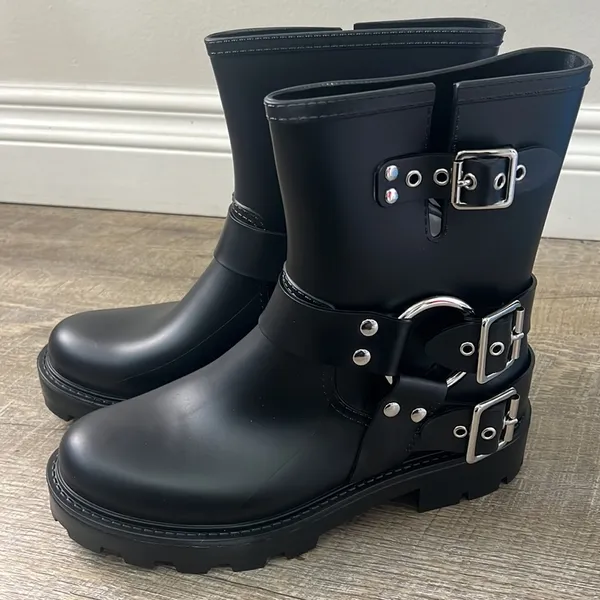 Jeffrey Campbell Dripz Moto Rain Boot Size 9 - Image 2