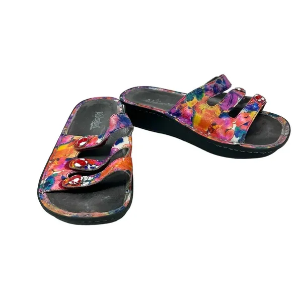 Alegria Fiona Slide Sandals Strap Leather Floral Multicolor Size 38 US 8 - 8.5‎ - Image 3