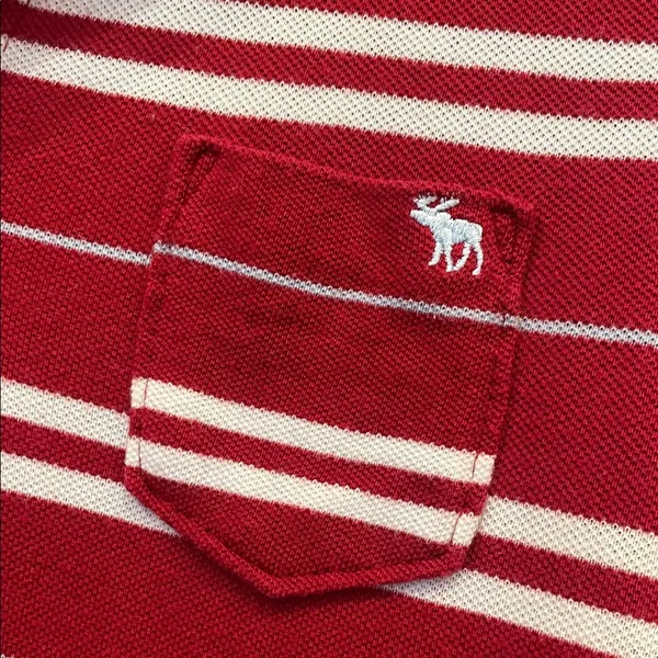 Red Striped Long Sleeve Polo Shirt vintage Abercrombie - Image 2