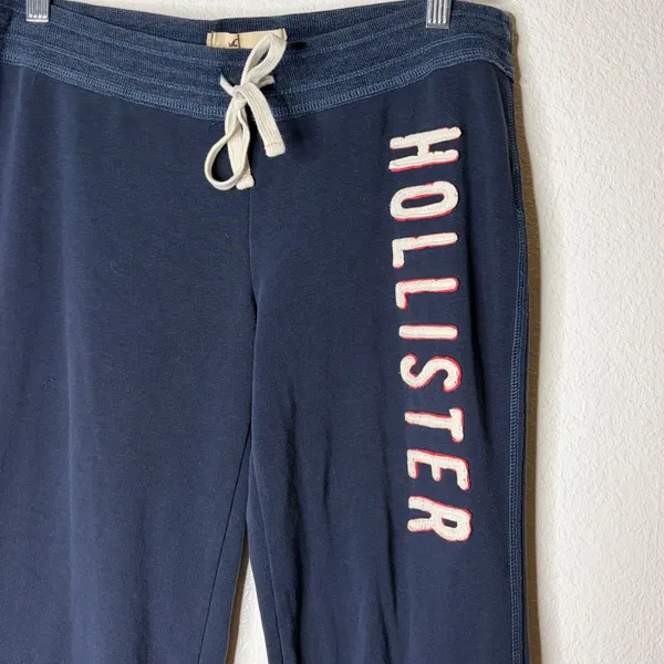 Hollister Womens Navy Blue Logo Sweatpants So Cal Stretch Joggers Size L - Image 2