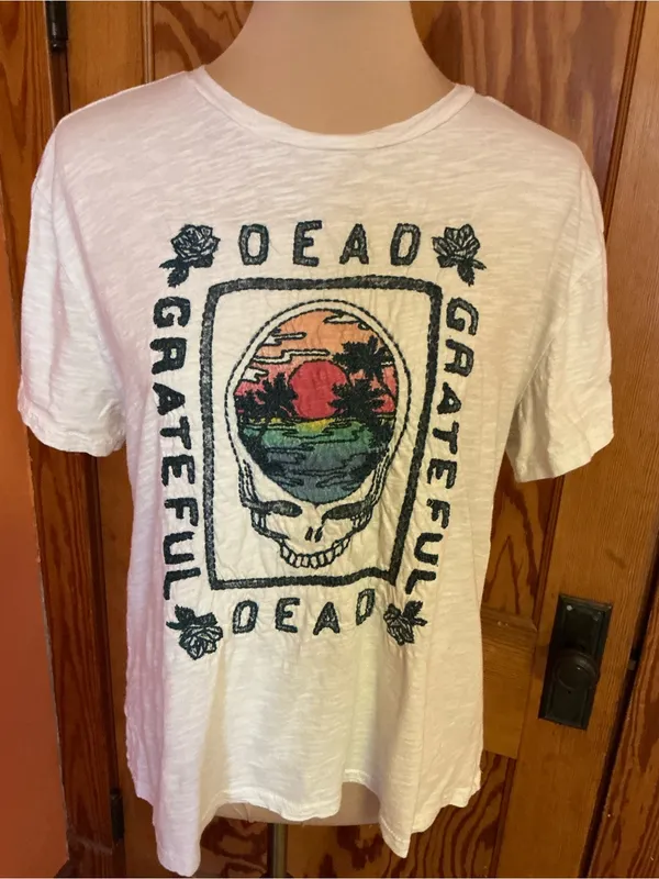 Grateful Dead Lucky Brand Embroidered Steal Your Face T Shirt Medium Cotton - Image 12