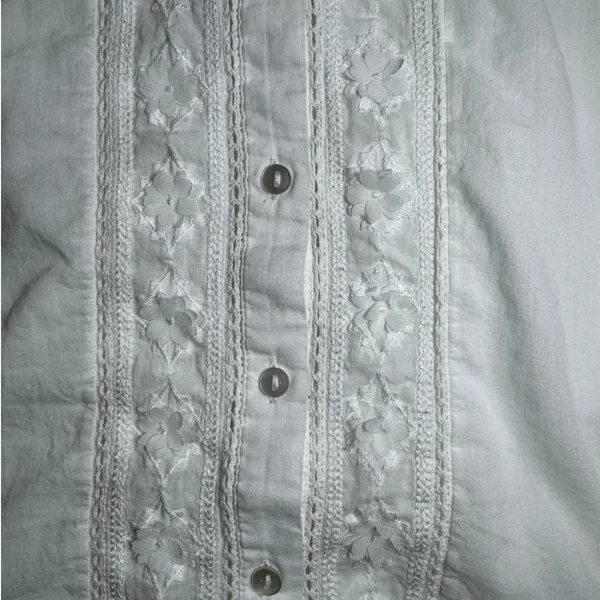 Lucky Brand Embroidered Cotton Blouse White XS Romantic Boho Prairie - Image 8