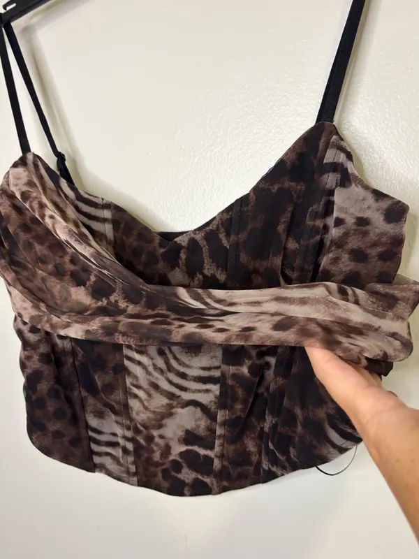 Windsor Brown Animal Print Draped Corset Style Top Size Medium NWT - Image 3
