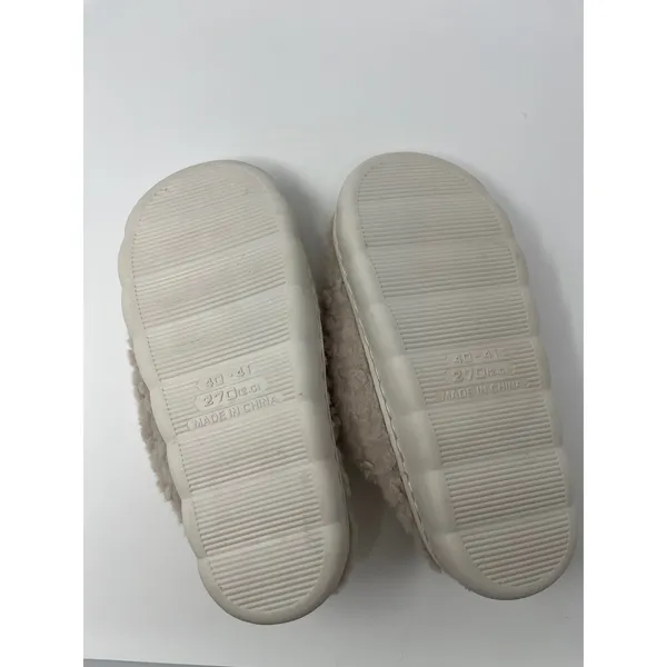 Womens Taupe Fuzzy Faux Fur Scuff Slippers Double Bow Detail Women 8 Soft Girl - Image 8