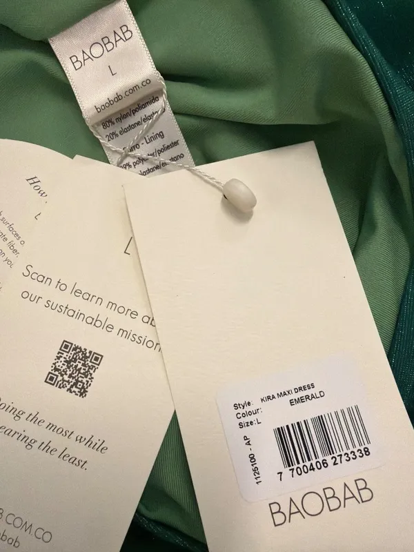 Baobab Kira Maxi Dress in Emerald Green Size Large - Image 7