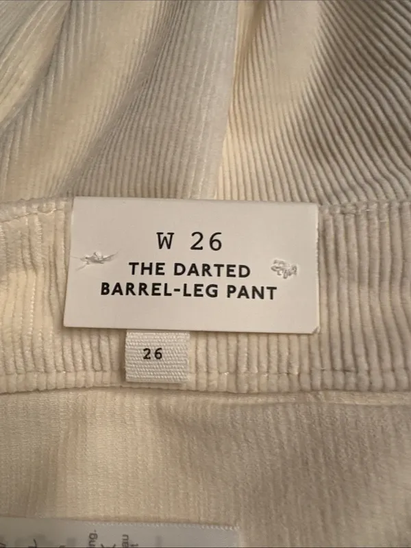 Madewell The Darted Barrel-Leg Utility Pant in Corduroy cream Women’s Sz 26 NWT - Image 8