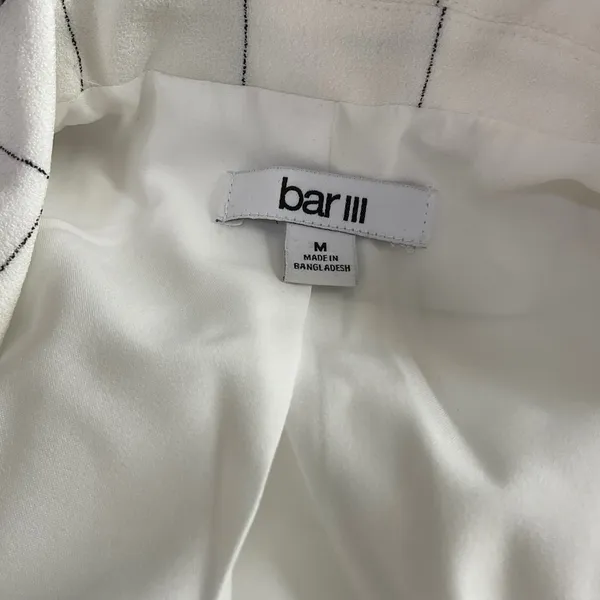 Bar III Womens Windowpane Double Breasted Blazer White Black Grid Suit Jacket‎ M - Image 6