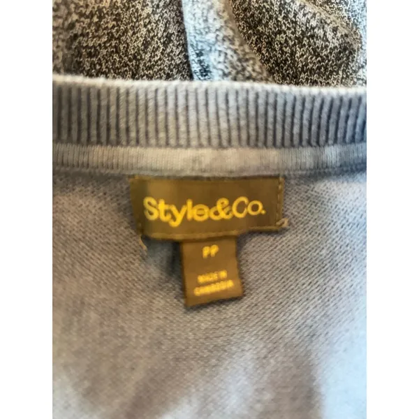 Style & Co Blue Crewneck Cotton Colorblocked Sweater Size PP - Image 3