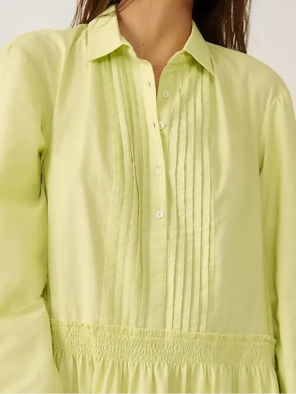 EUC Free People Billie Tiered Mini Shirt Dress Citrus Generous XS - Image 3