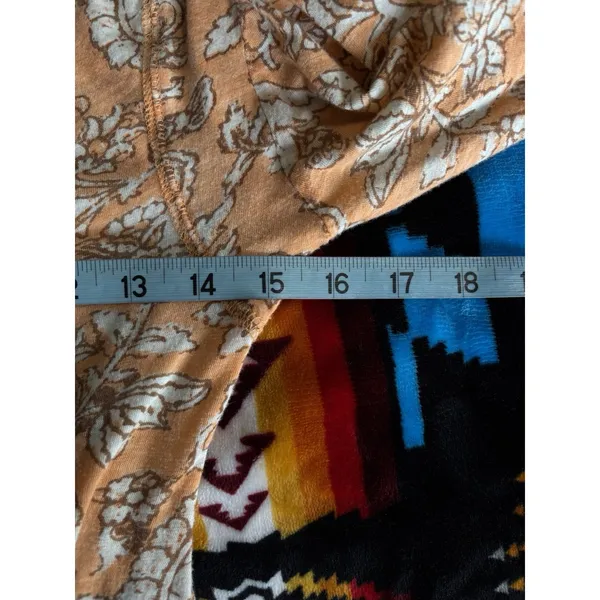 Free‎ People Orange/White Floral Long Sleeve Crop Rouching V Neck Blouse Size XS - Image 6