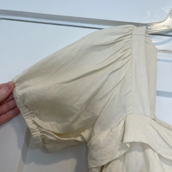 Listicle Cream colored Puff Sleeve Dress - Image 4
