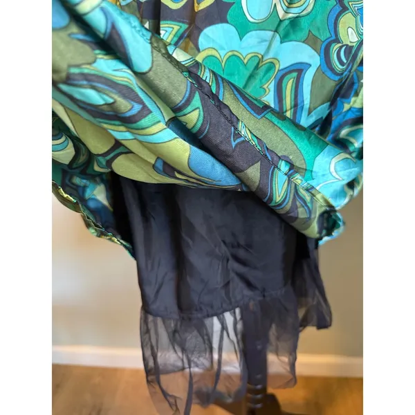 Love‎ Tease Green Aqua Floral Satin Fit Flare Dress Tulle y2k 5 NWT retro dainty - Image 3