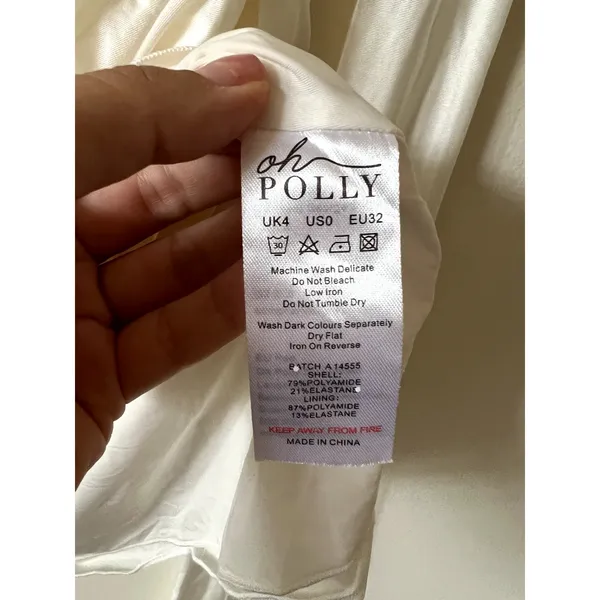 Oh Polly Kiraz Asymmetric Scarf Detail Mini Dress Size 0 White - Image 6