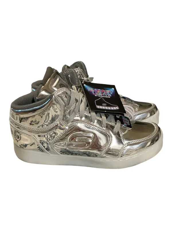 Skechers Energy Lights Metallic Silver High Top Sneakers NWT 7 - Image 3
