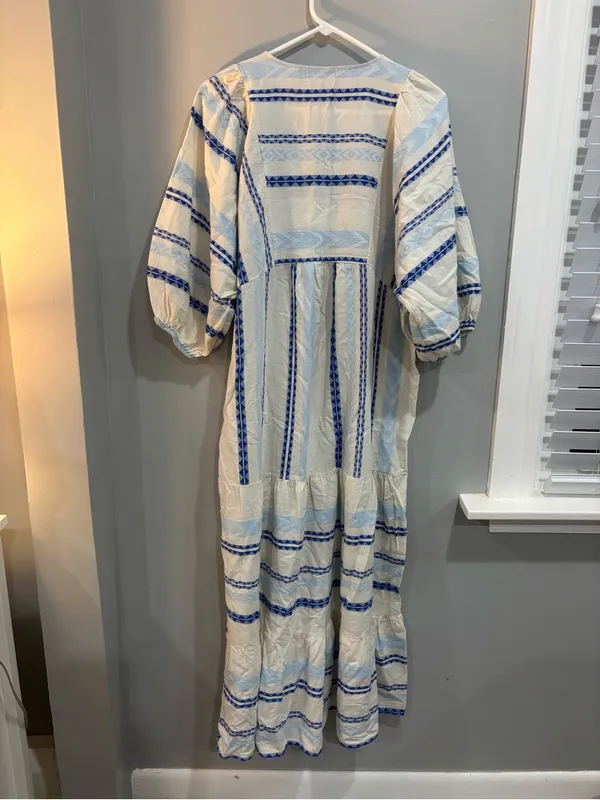 Anthropologie Luisa Perla Tiered Maxi Dress Cotton Resort Dress Boho Summer L - Image 7