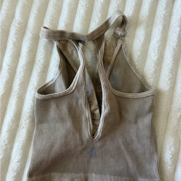 Free People Tan Ribbed Women's Top - Image 5