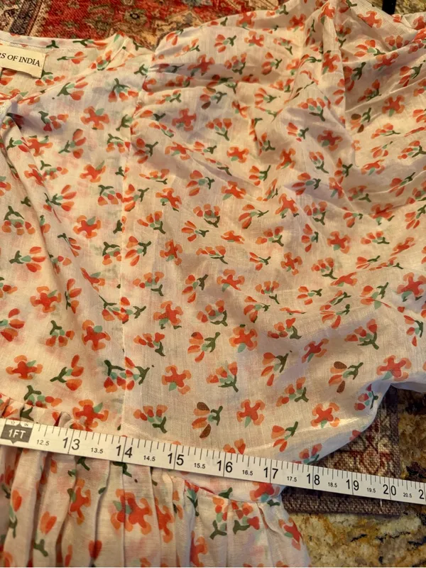 Daughters of India Kyra Coral Floral V-Neck Maxi Dress 3/4 Balloon Sleeve S - Image 10