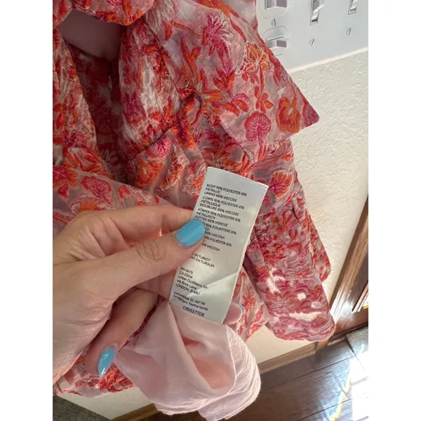 MAEVE Jaquard Strapless Mini Dress in Pink Combo Size Medium - Image 8