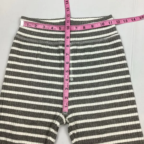 Aerie Gray and White Striped Ribbed Leggings Ruched ankle Loungewear Small NEW! - Image 7