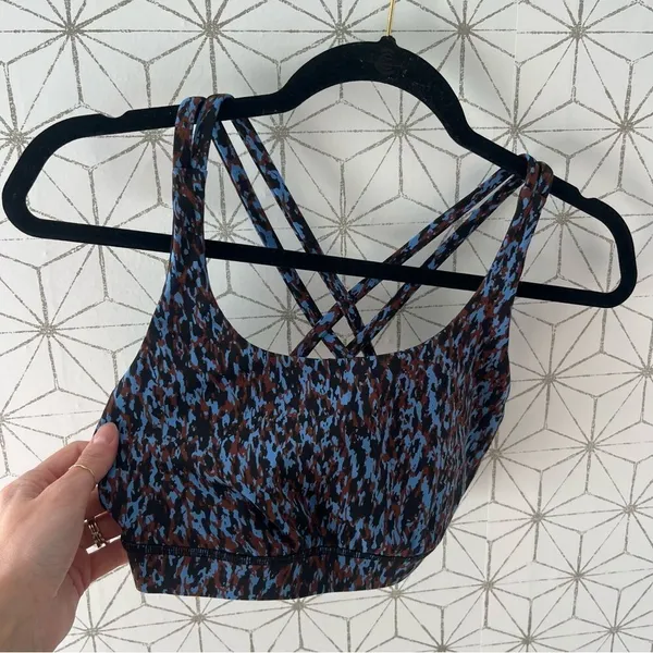 Lululemon Energy Bra *Medium Support, B–D Cups Leopard Camo Blue Nile Multi - Image 7