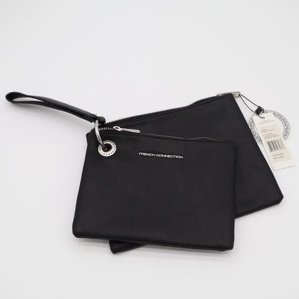 French Connection Lara Pebble Double Slim Pouches Wristlet Black - Image 2