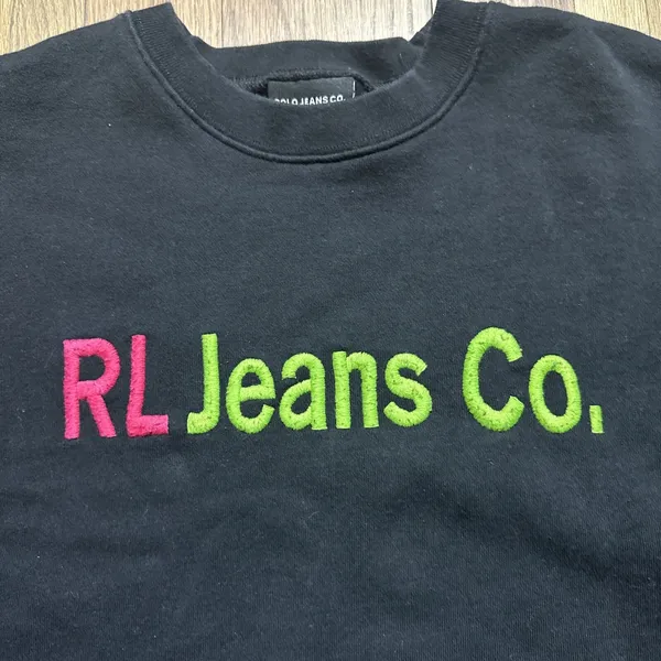 Vintage Polo Ralph Lauren Jeans Sweatshirt Women's SZ M/L Y2K USA Spell Out - Image 4