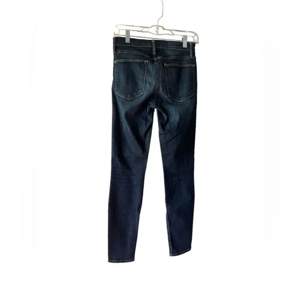 FRAME Le High Skinny Jeans Dark Wash Distressed Knee Designer 25 - Image 3