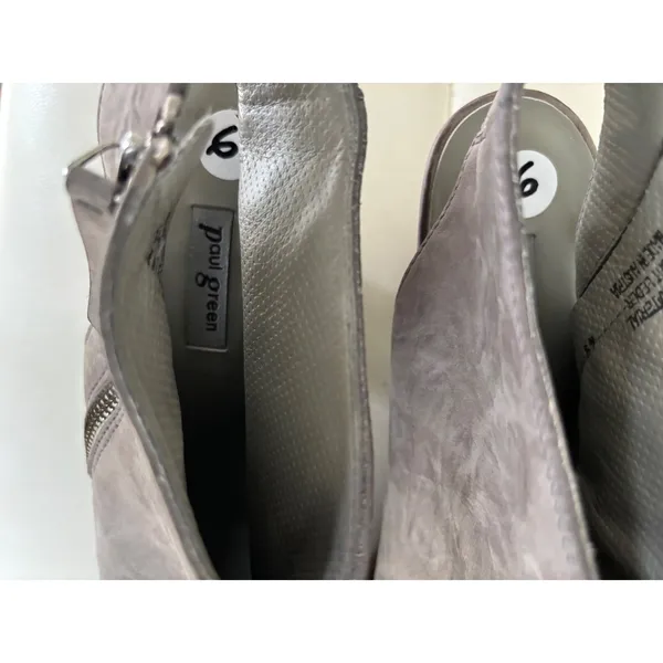 Paul Green Taupe Grey Leather Peep Toe‎ Slingback Booties Size 6 Made in Austria - Image 7