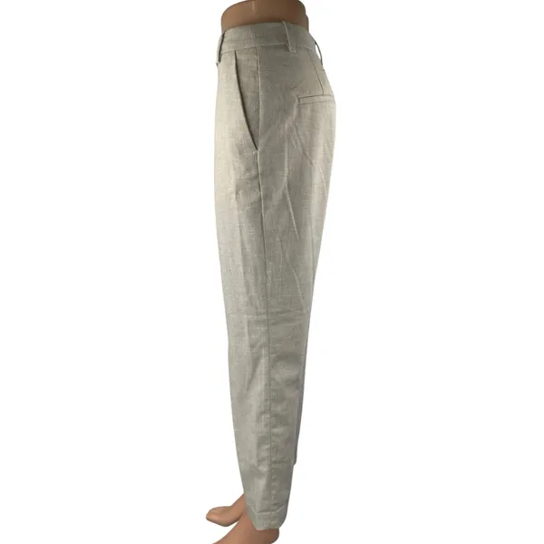 H&M Women's Gray High Waisted Slim Straight Leg Trousers Dress Pants Size 4 - Image 2