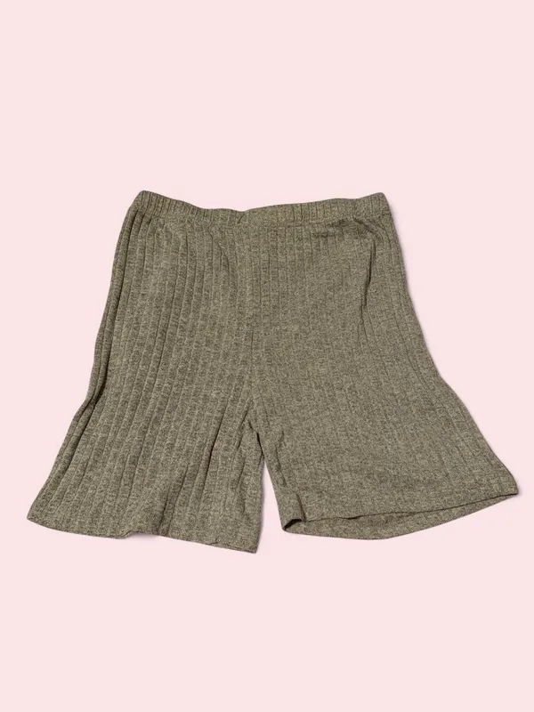 Source Unknown Ribbed Short-Sleeve Pajama Set in Tan - Image 4