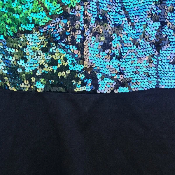 Oleg Cassini Black Tie Vintage Blue Green Sequin Sleeveless Dance Bodysuit S v6x - Image 5