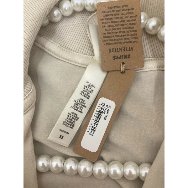 SKIMS Size XS basic sweater outdoor track jacket ap-zip-1120 bone beige NWT - Image 4