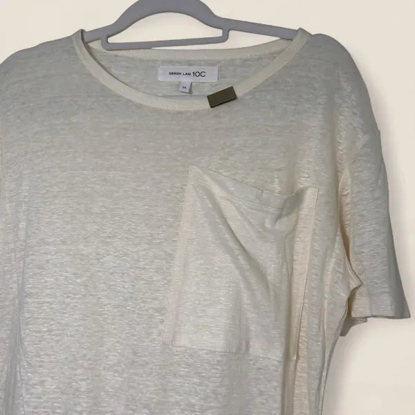 Derek Lam cream linen Gold Hardware elevated basic T shirt M Minimalist - Image 4