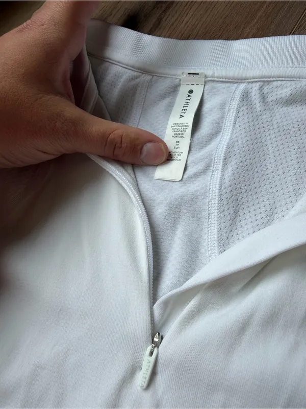 Athleta White Form Fitting Short Sleeve Half Zip Athletic Polo XS - Image 4