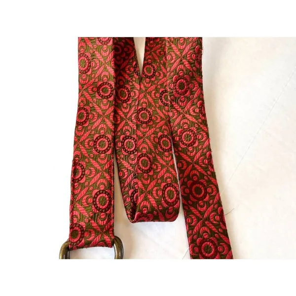 J. Crew Sz S-M Silk Multicolor Textured Floral Belt D Ring Buckle - Image 2
