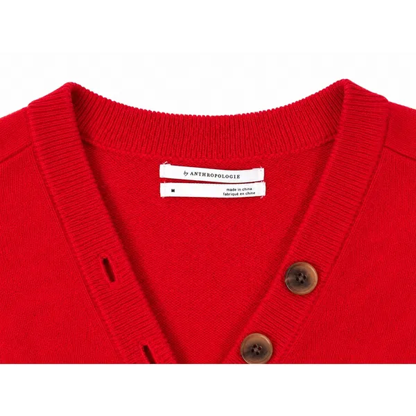 Anthropologie Red Button Front Tunic Sweater Womens M Long Sleeve Knit Top - Image 5