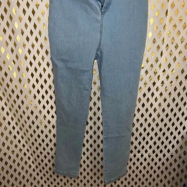 Blashe Denim jumpsuit romper broken zipper tube top skinny jeans size L - Image 4